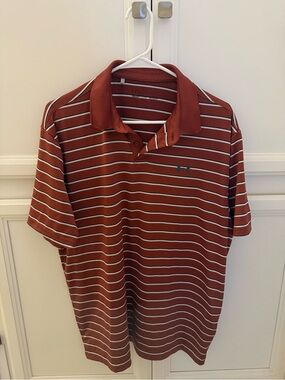 Under Armour Men's Rust and White Striped Polo